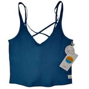 NWT Vuori Women’s Rib Crop Tank Top Size Medium Pool Blue
